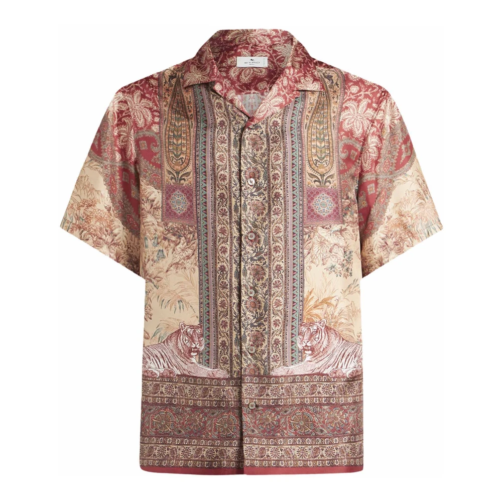 ETRO Roze Geometrische Print Zijden Overhemd Multicolor Heren