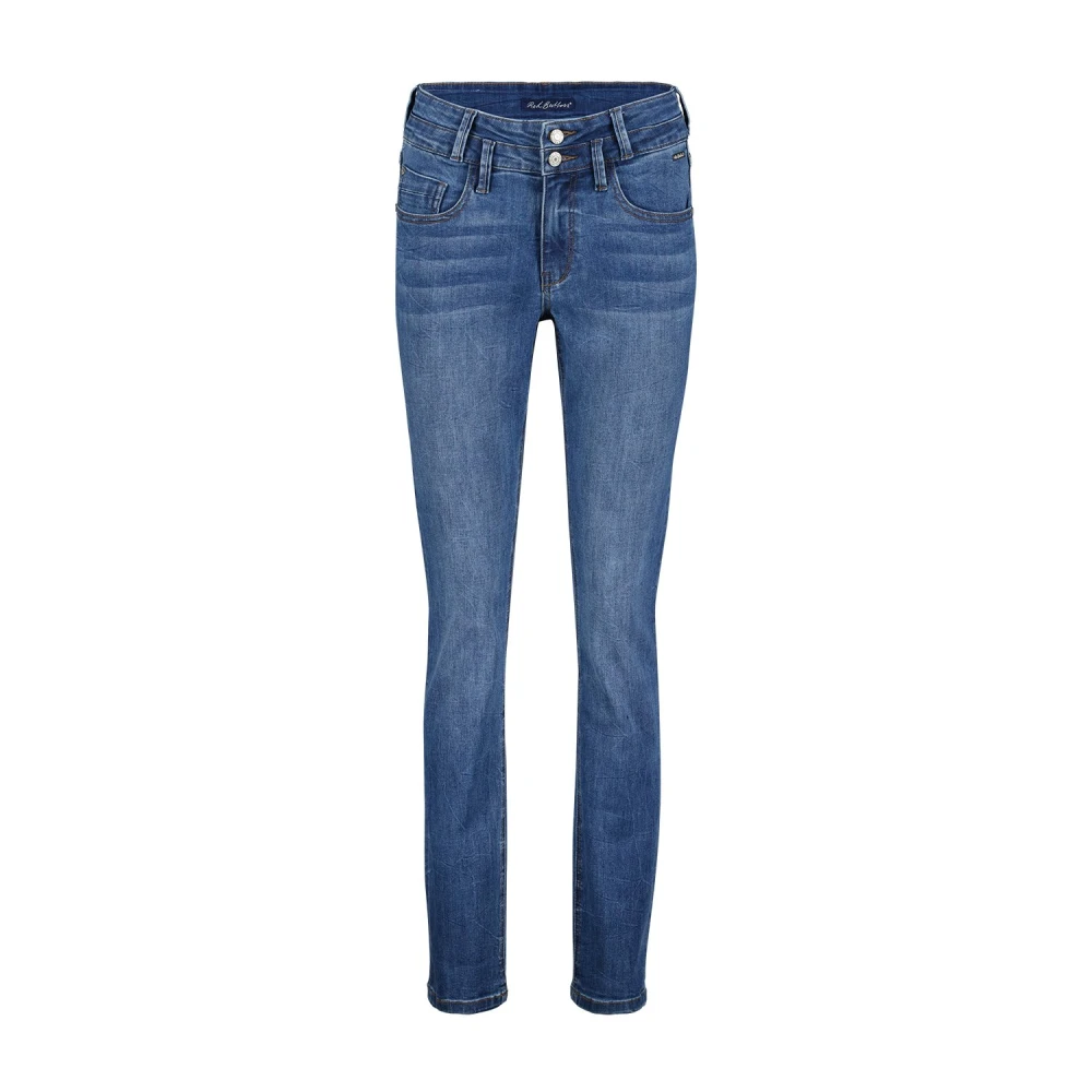 Red Button Donkere Slim Fit Jeans Blue Dames