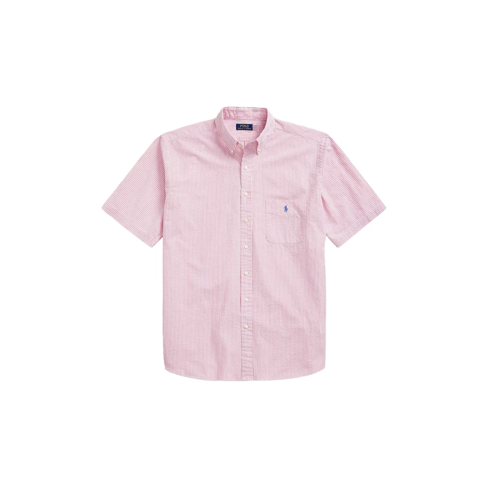 Ralph Lauren Roze Gestreept Casual Kortemouw Overhemd Pink Heren
