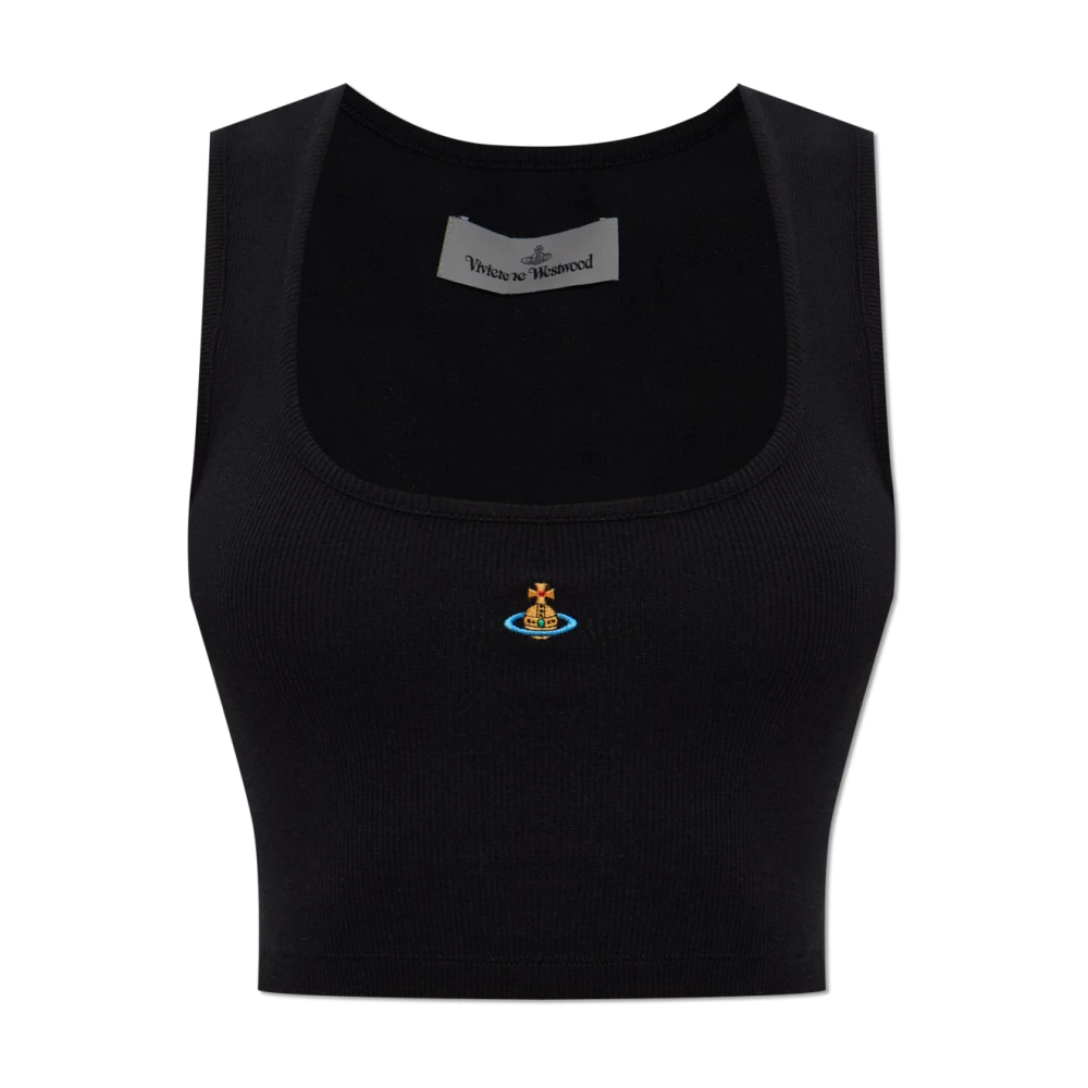 Vivienne Westwood Women's Black Top With Embroidered Logo