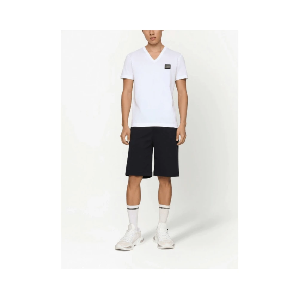 Dolce & Gabbana Logo-Plaque Bermuda Shorts Black Heren