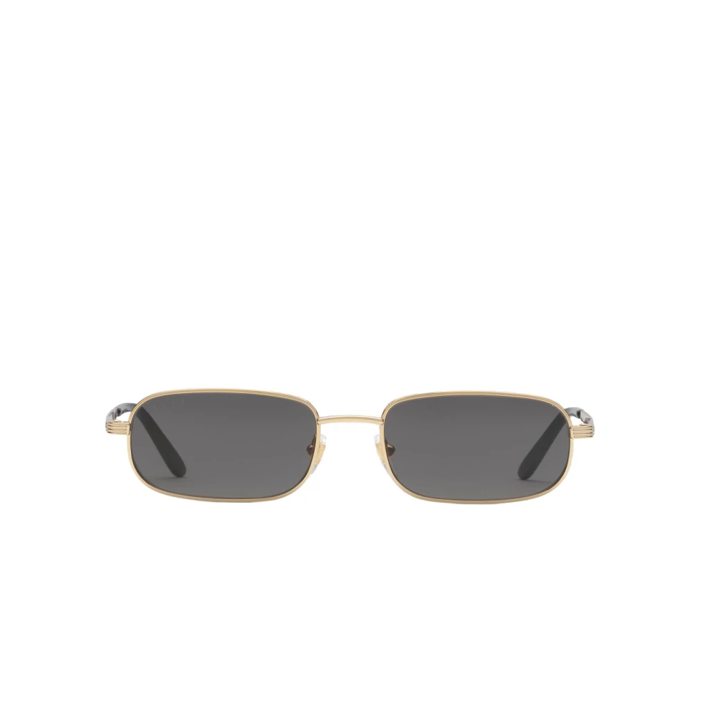 Gucci Ovala solglasögon med metallram och gråa linser Yellow, Unisex