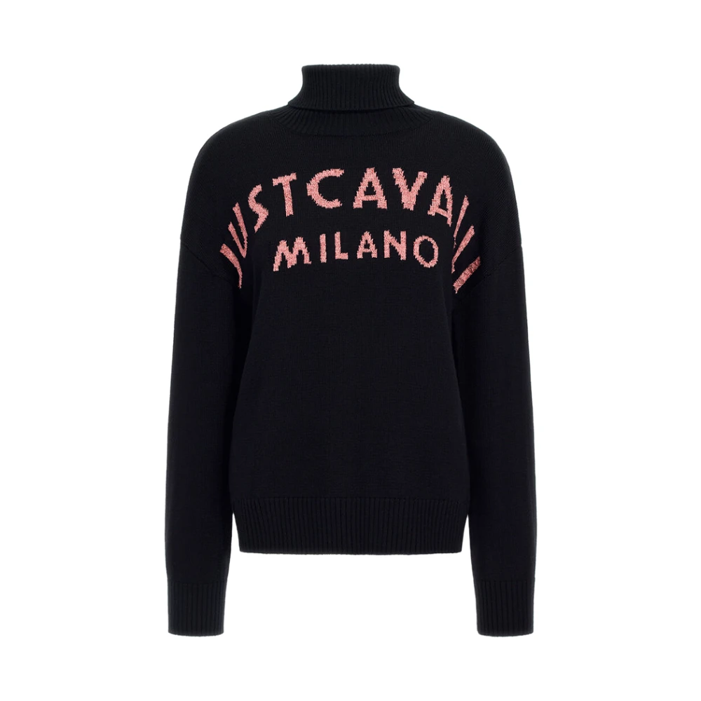 Just Cavalli Geborduurde Logo Trui in Roze Black Dames