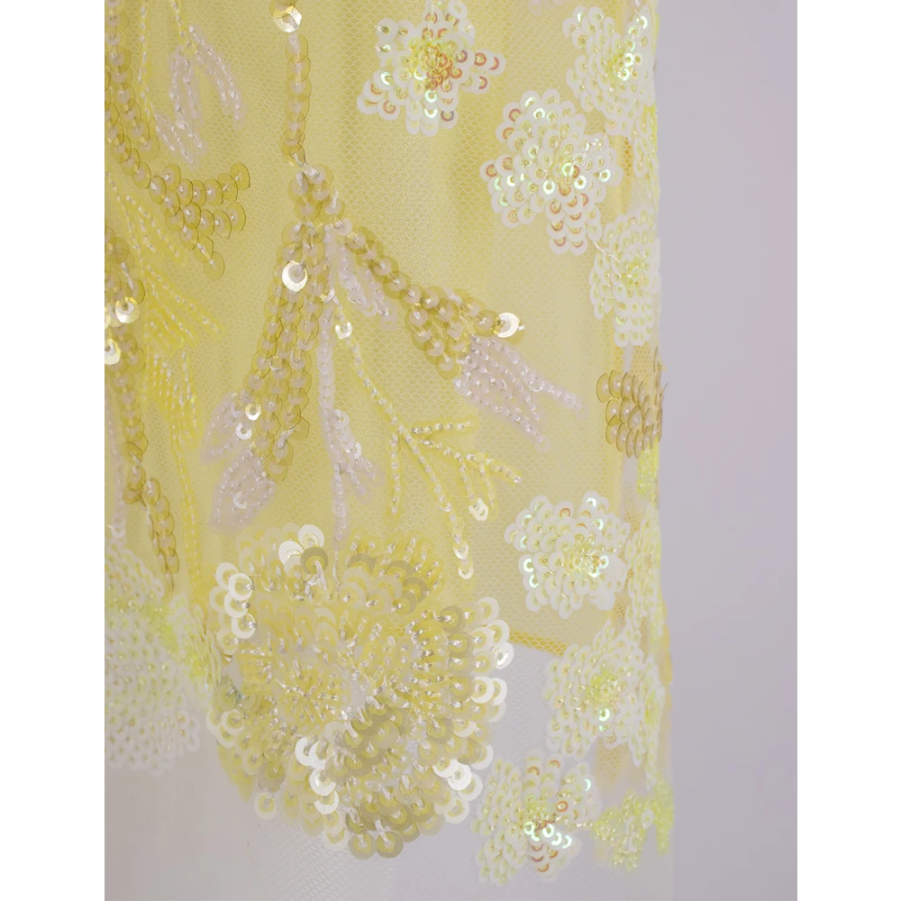 Ermanno Scervino Bloemen Paillet Midi Rok Yellow Dames