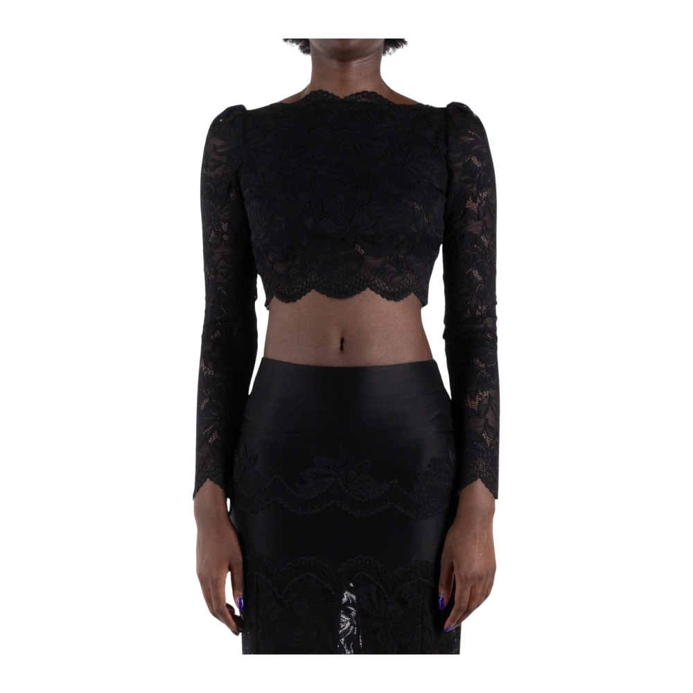 Paco Rabanne Elegante Zwarte Top met Lange Mouwen Black Dames