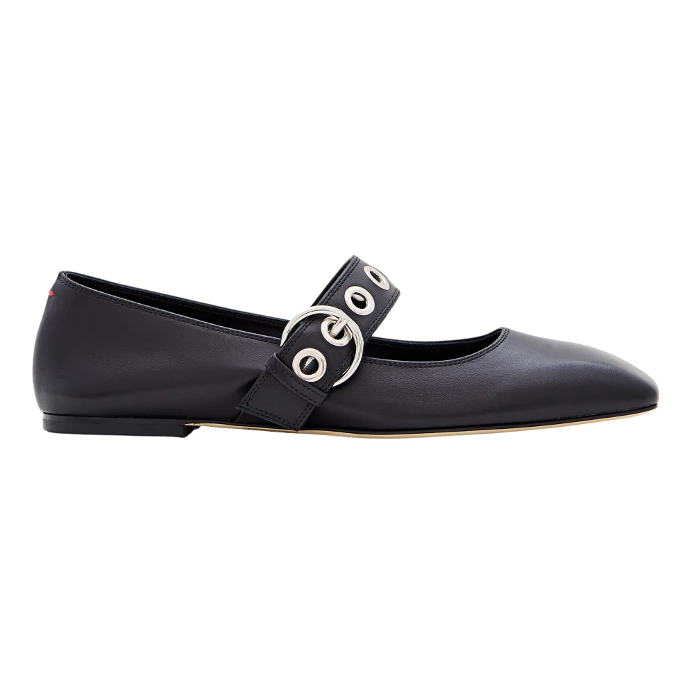 Aeyde Women's Black Ballerina Shoes, 7 Uk, Uma Eyelet Ballet Flats