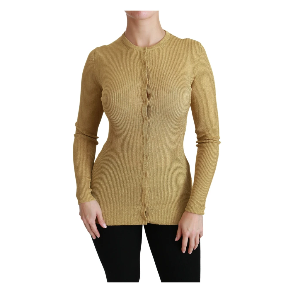 Dolce & Gabbana Women's Yellow Elegant Golden Knit Cardigan - Cardigans - 2XS - Knitwear