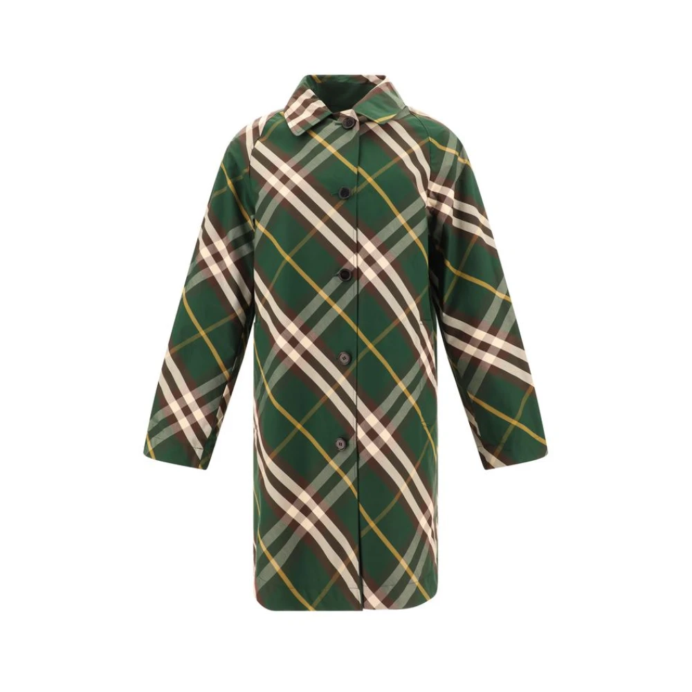 Burberry Dubbelbreasted geruite midi-jas Green Heren