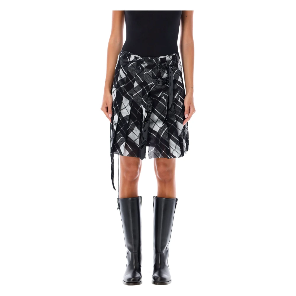 Jean Paul Gaultier Tartan Mesh Mini Rok Zwart Wit Black Dames