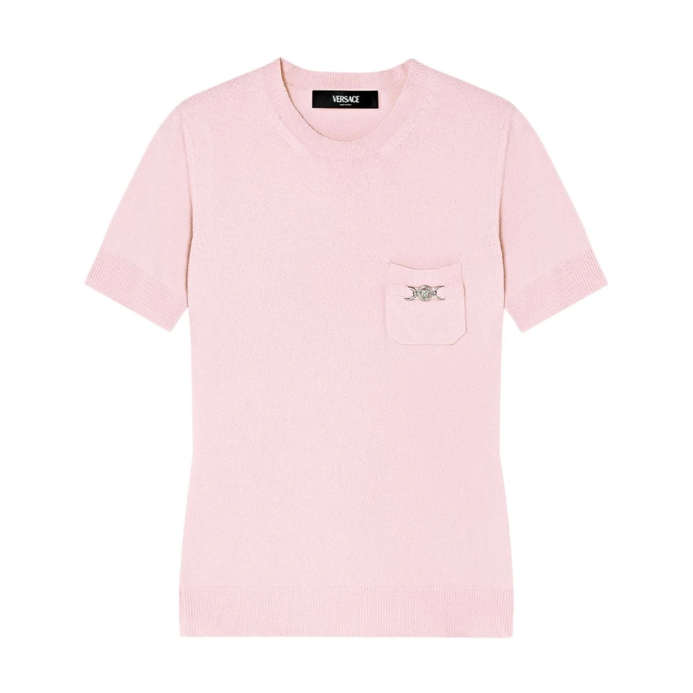 Versace Rosa Stickad Tröja Kort Ärm Pink, Dam