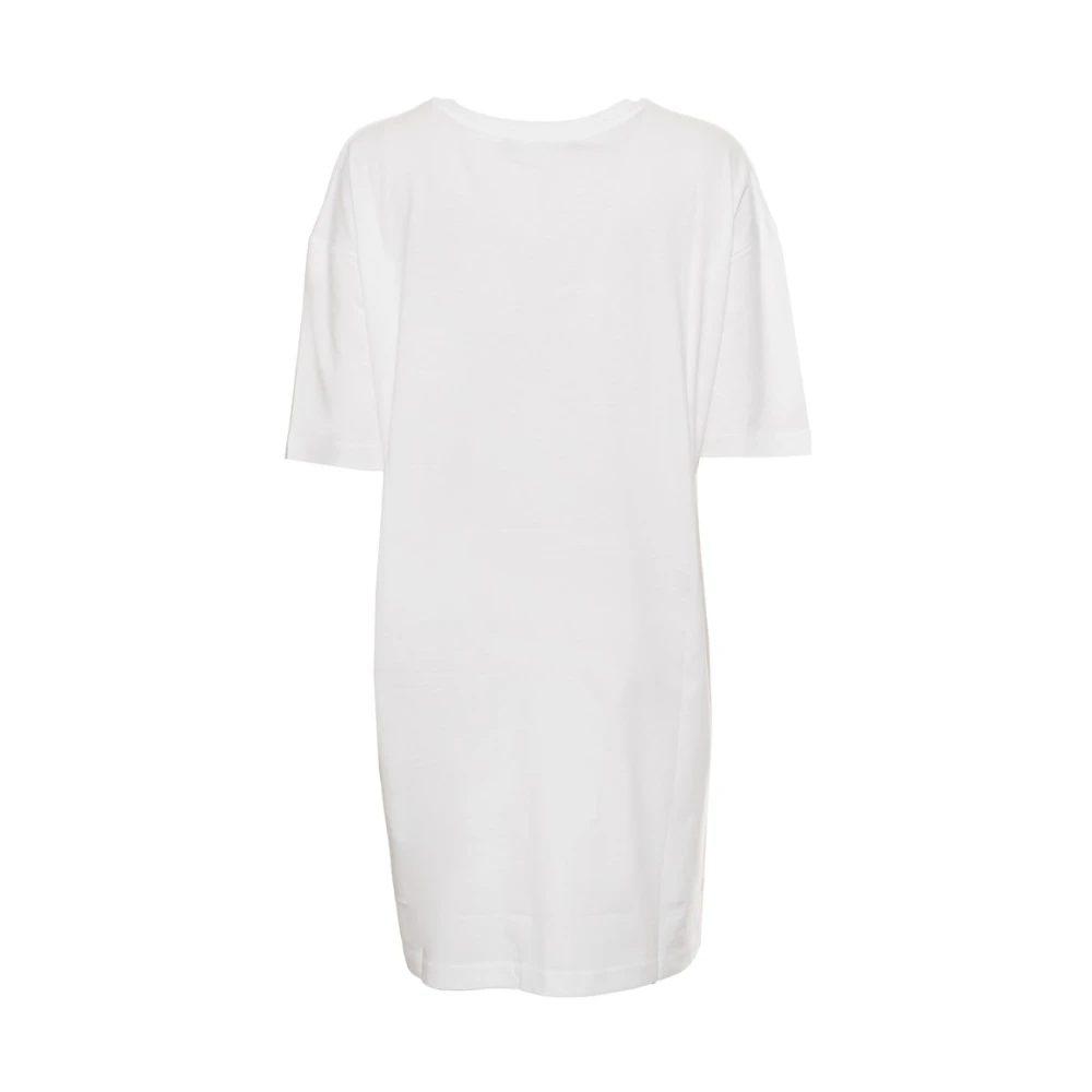Moschino Katoenen Jurk met Logodetail White Dames