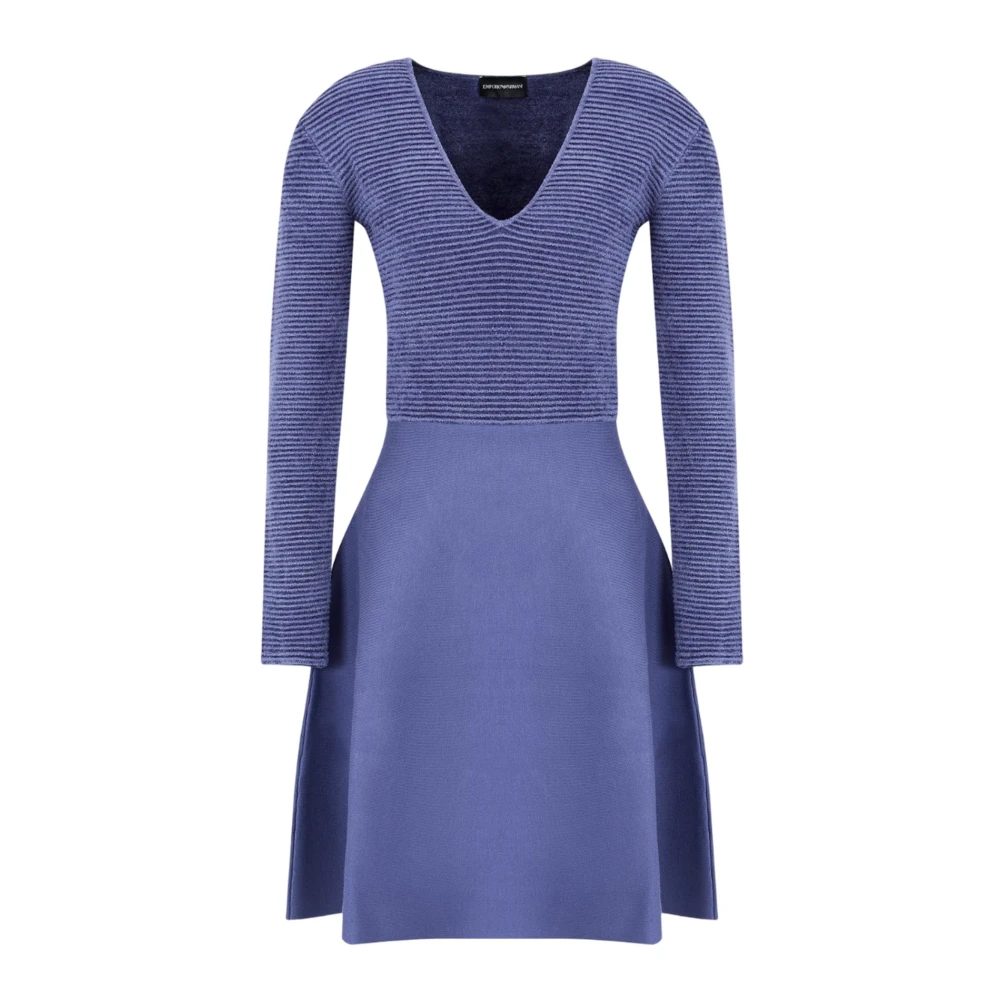 Emporio Armani Elegante V-hals Jurk met Lange Mouwen Purple Dames