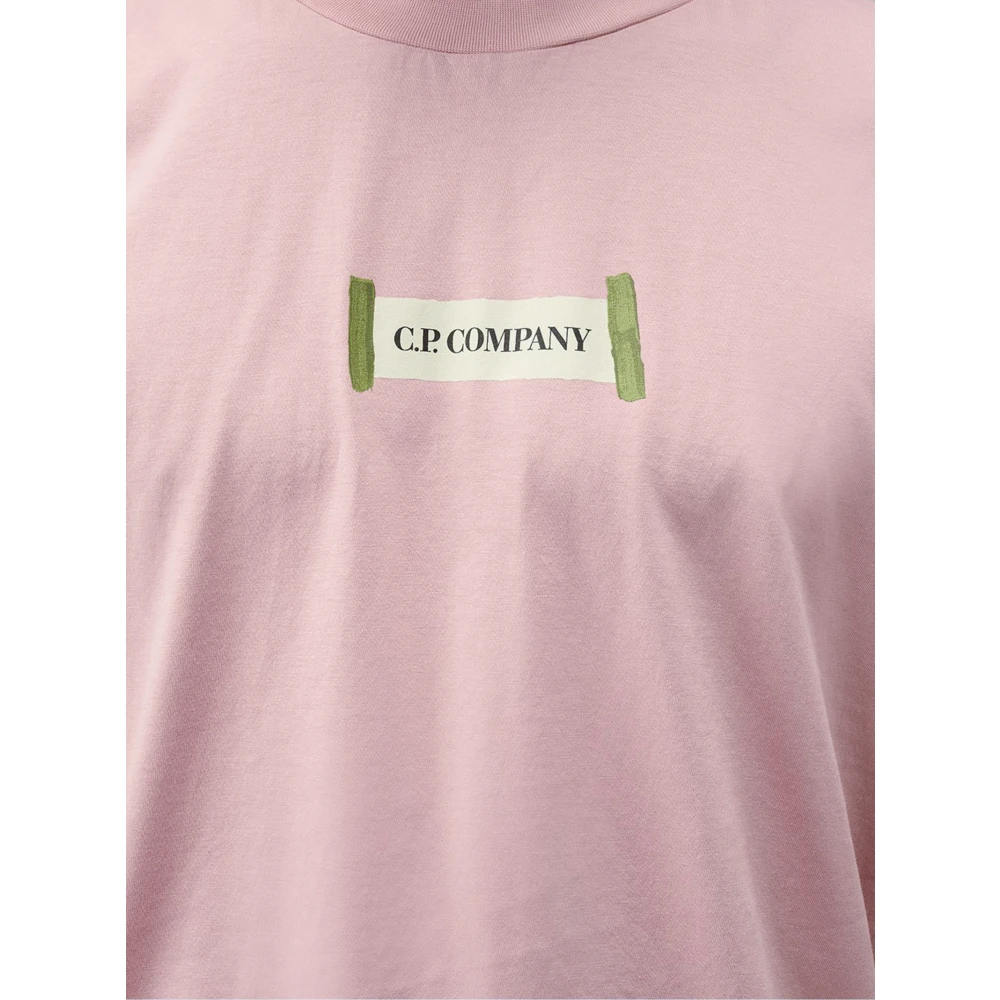 C.P. Company Roze Ronde Hals Korte Mouw Top Pink Heren