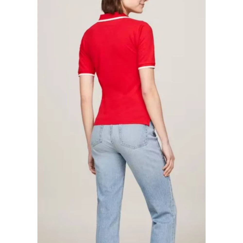 Tommy Hilfiger Dames Slim Tipping Lyocell Polo Red Dames
