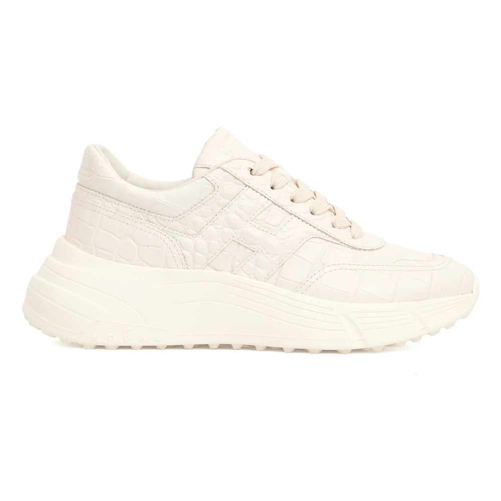 Hogan Witte Krokodil-geprinte Leren Sneakers Dames Schoenen