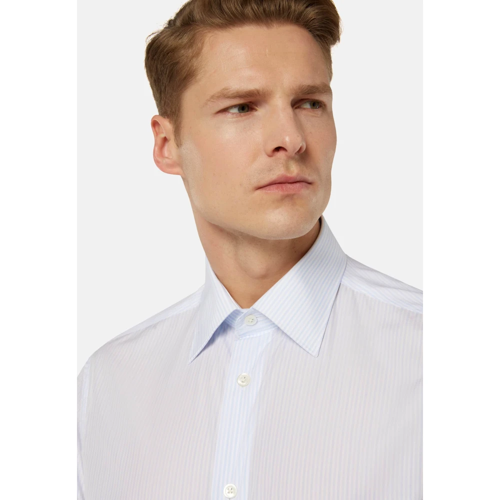 Boggi Milano Regular Fit gestreept katoenen overhemd Blue Heren