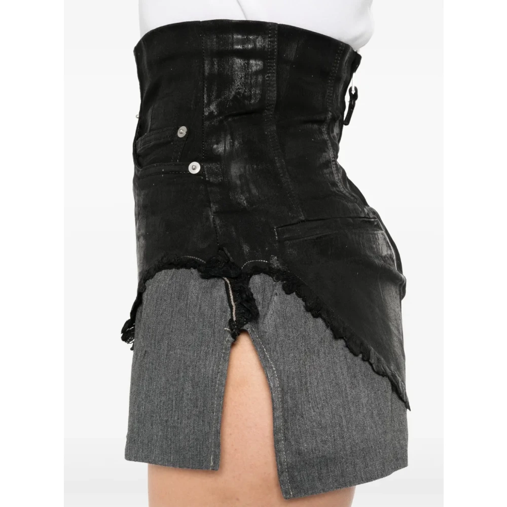 Rick Owens Zwarte Denim High Waist Shorts Black Dames