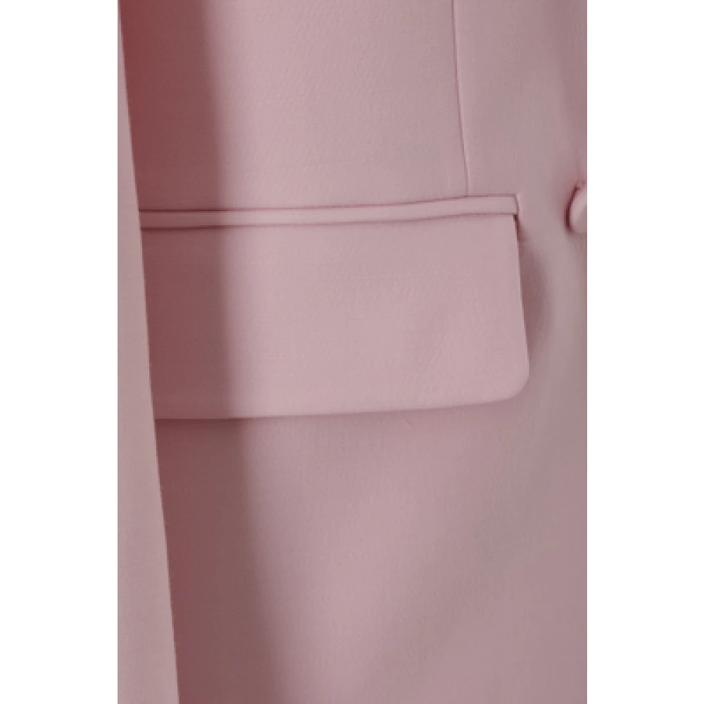 Valentino Garavani Roze Crepe Couture Jas met Klassieke Revers en Knoopsluiting Pink Dames