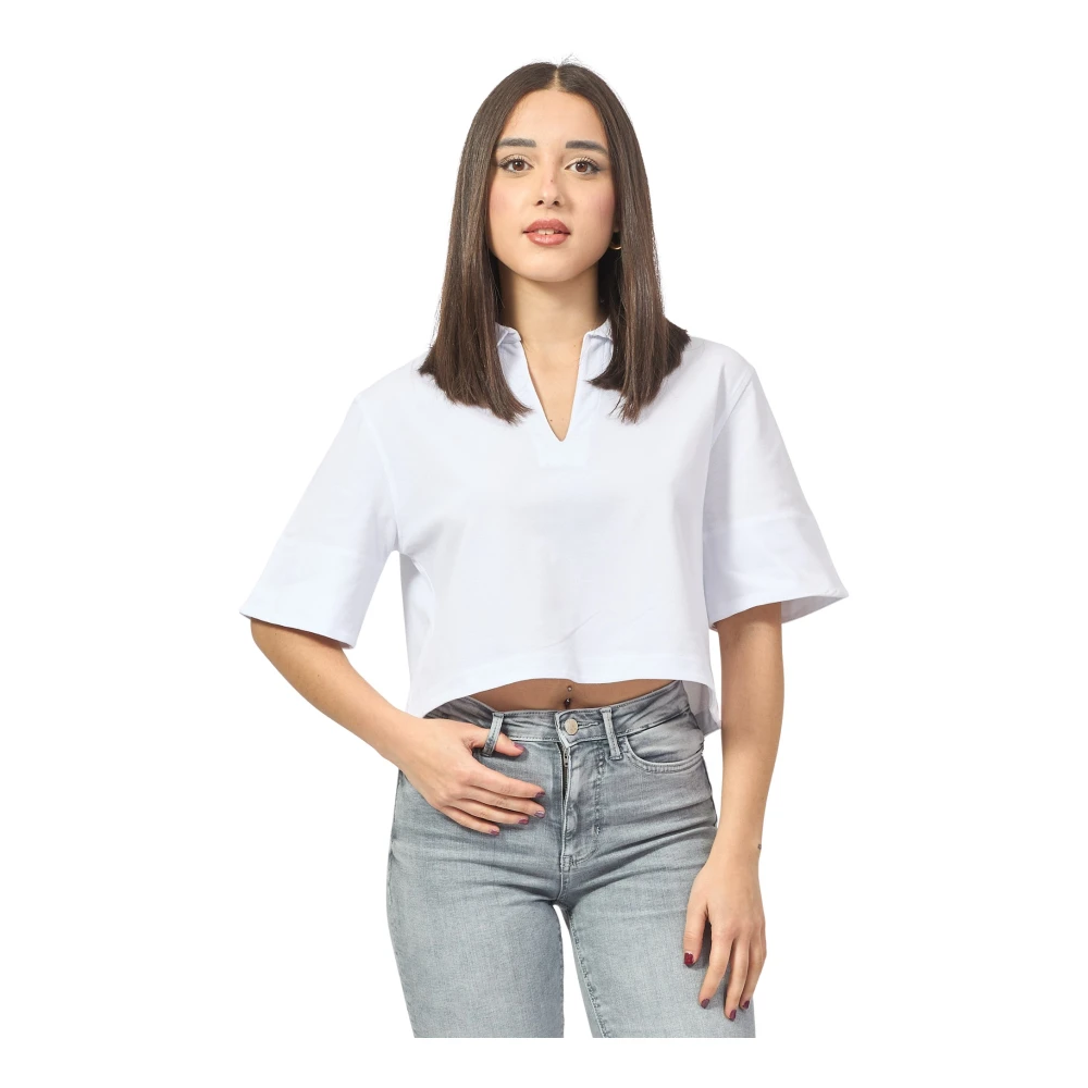 K-way Witte Katoenen Polo Kort Gesneden White Dames