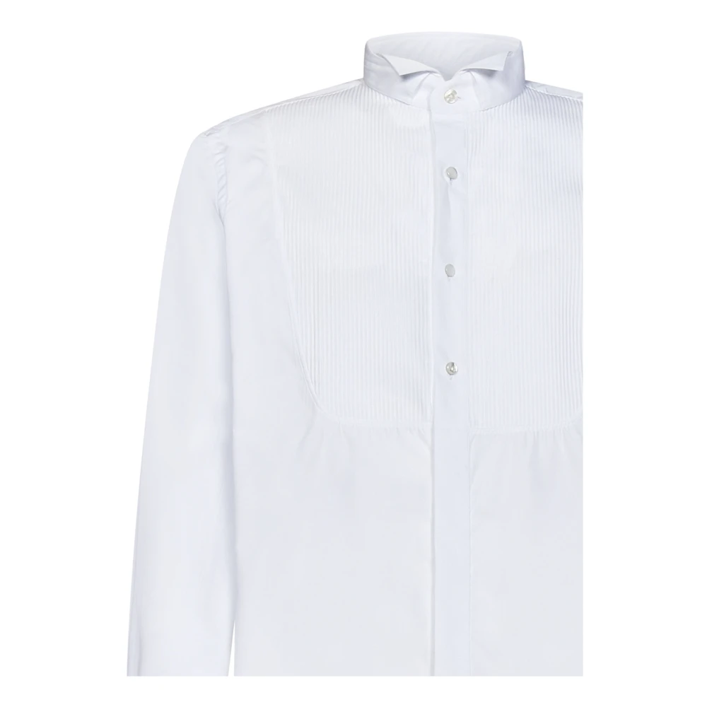 Lardini Wit Katoenen Overhemd met Bloemenknopen White Heren