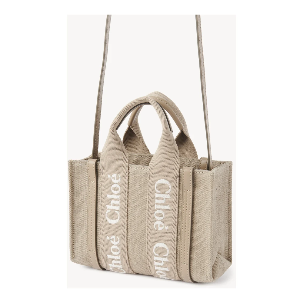 Chloé Geborduurde Mini Tote Tas in Beige Dames