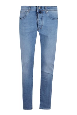Stretch Denim Jeans med mockadetalj
