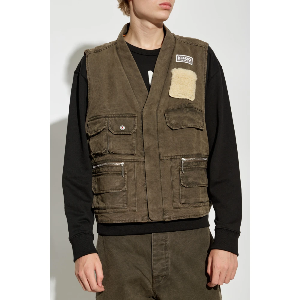 Kenzo Vest met logo Brown Heren
