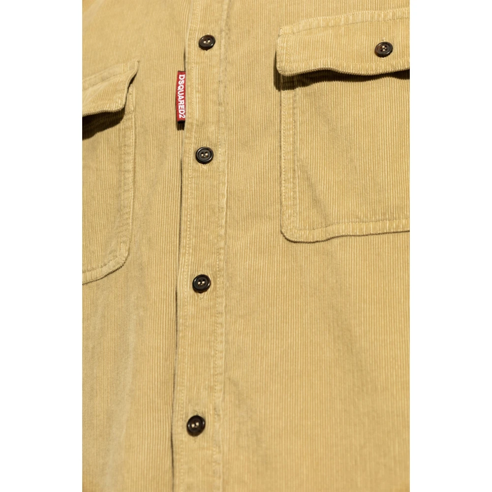 Dsquared2 Ribfluwelen overhemd Beige Heren