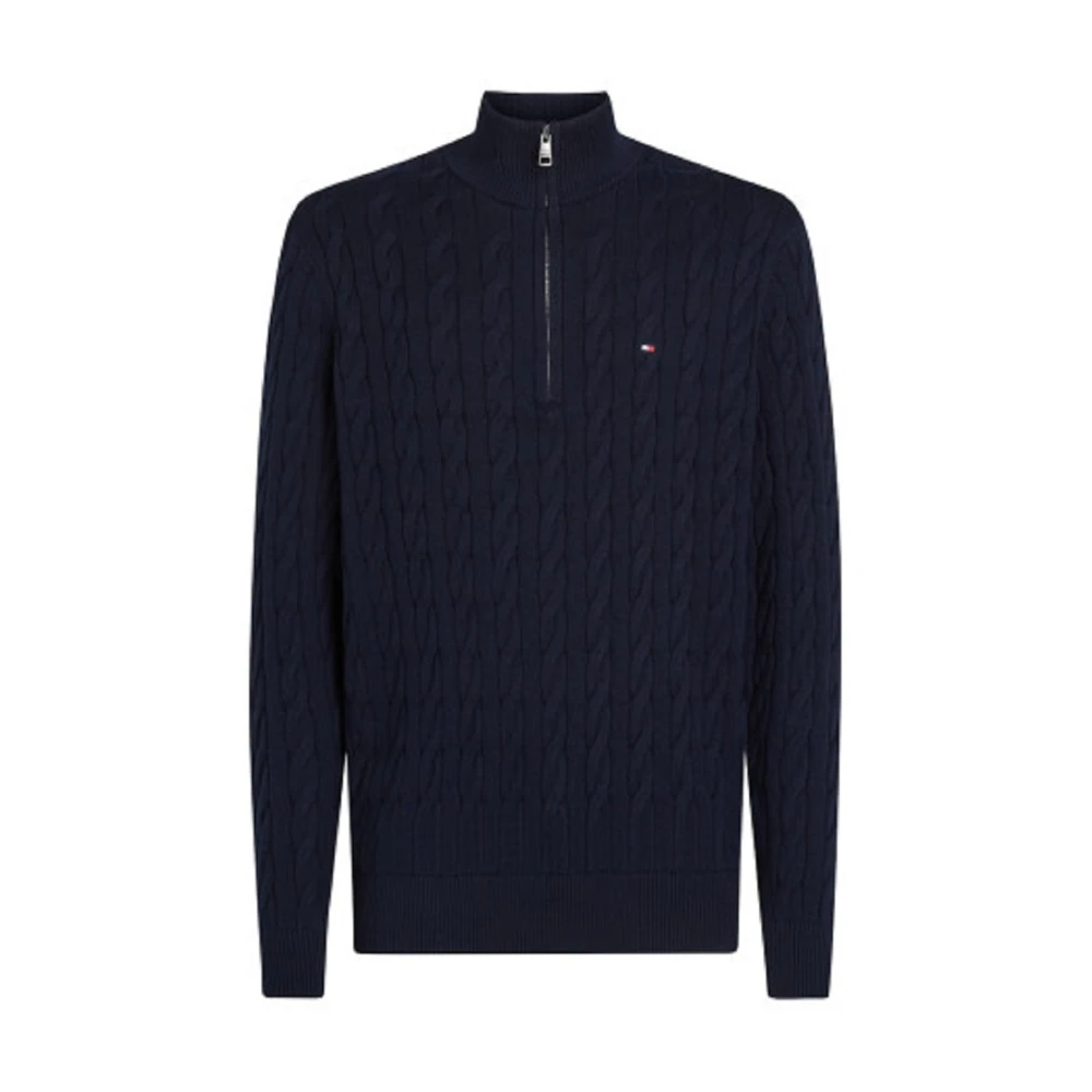 Tommy Hilfiger Blauwe Half Zip Sweatshirt Klassieke Stijl Blue Heren