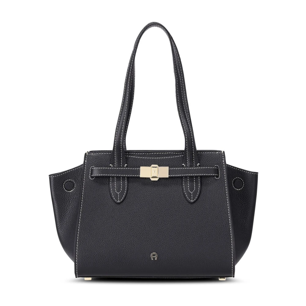 Aigner Elegant läderväska med spänne detalj Black, Dam