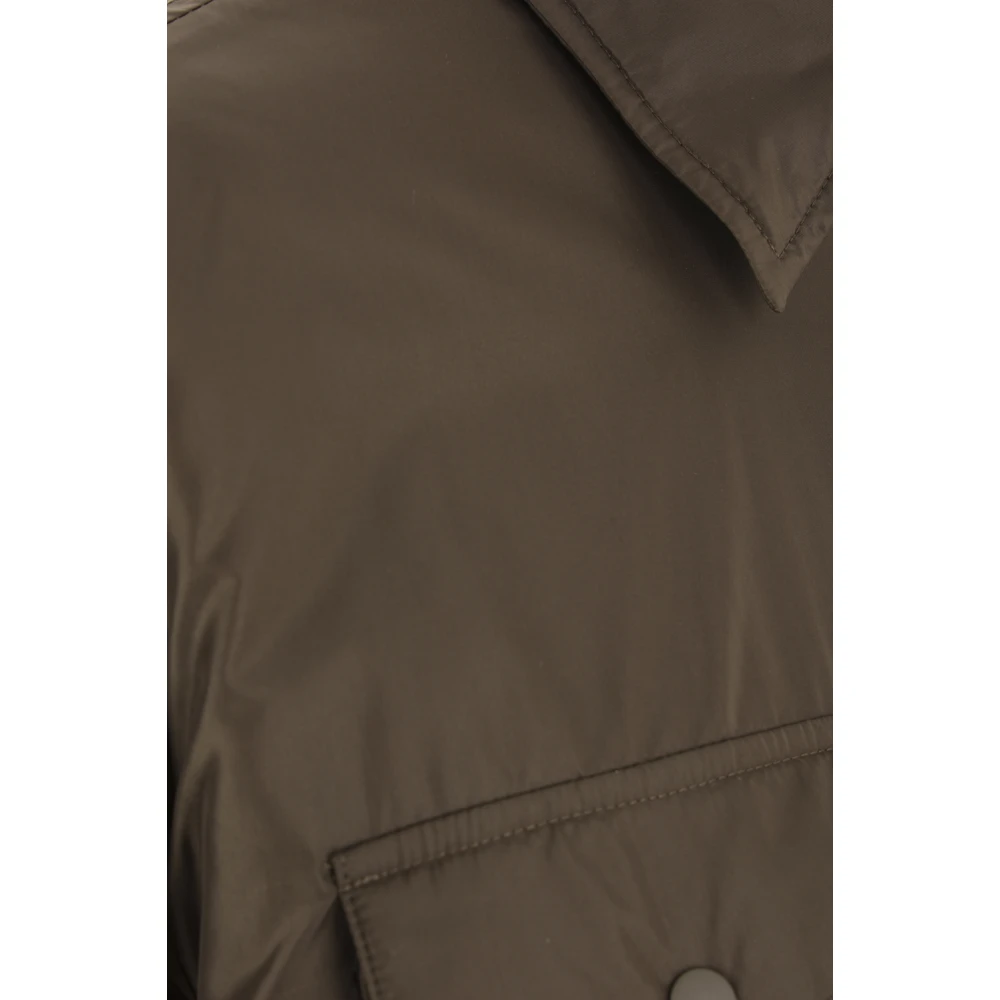 Aspesi Militaire Stijl Lange Nylonjas Green Dames