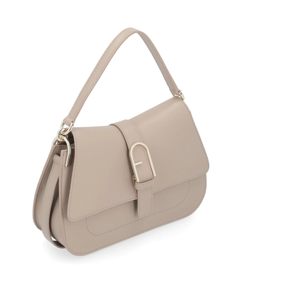 Furla Flow M Leren Handtas in Greige Gray Dames