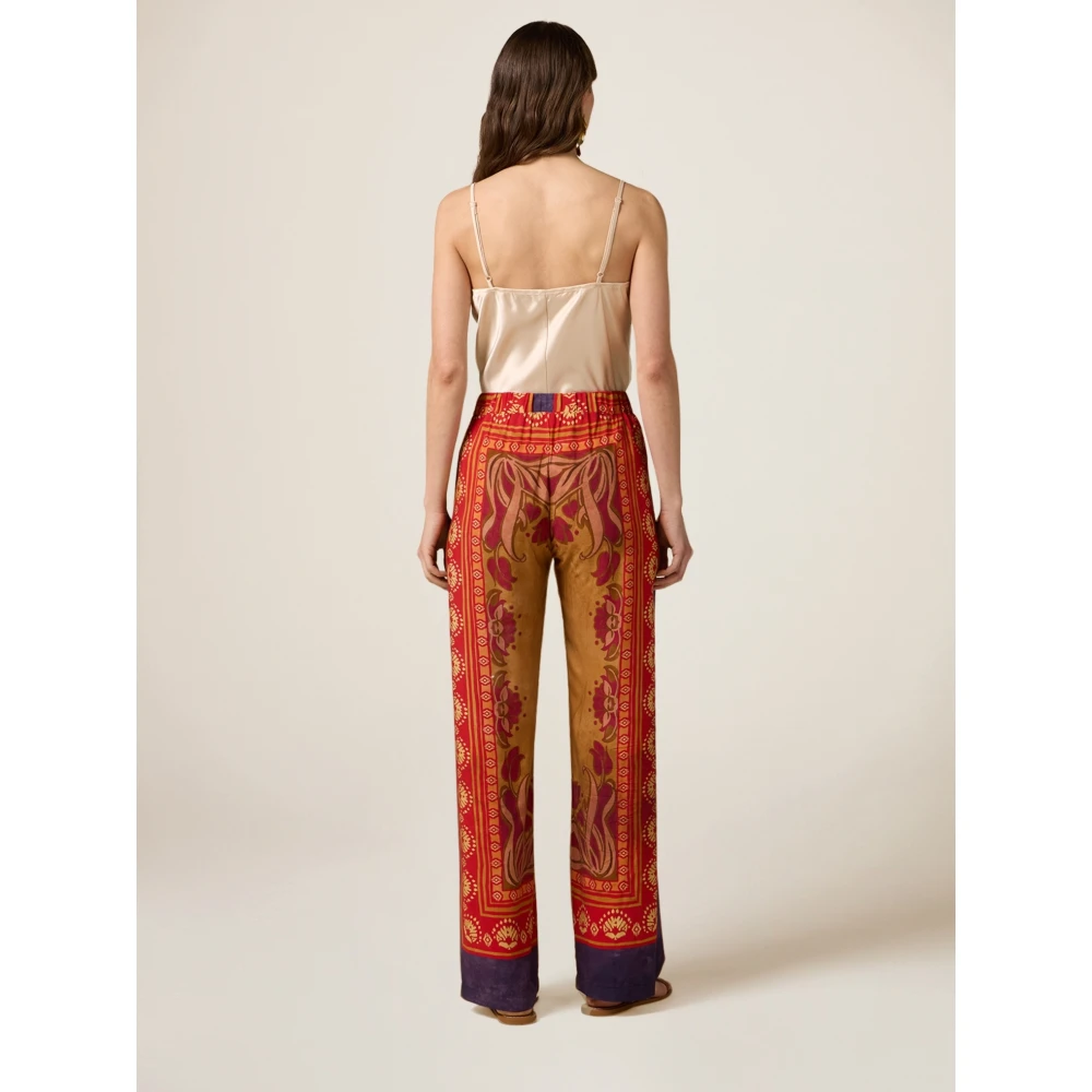 Oltre Ethno Viscose Broek met Stretch Tailleband Multicolor Dames