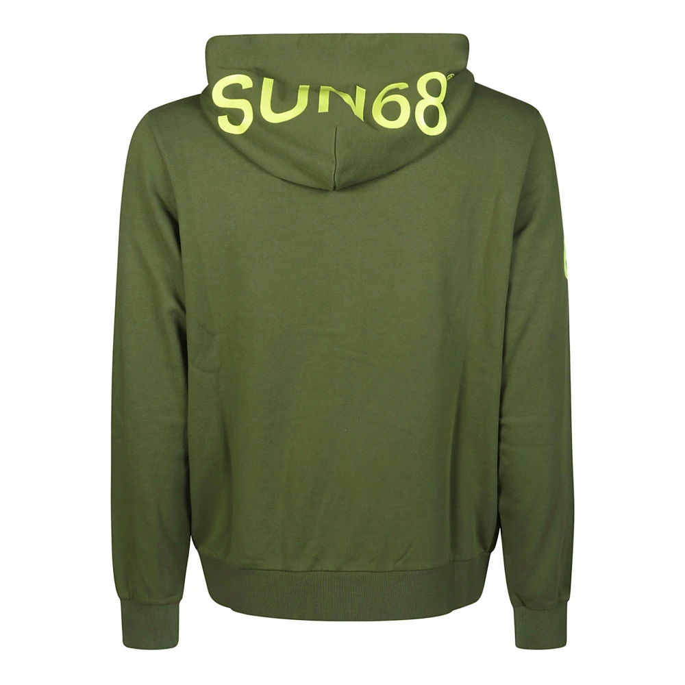 Sun68 Hoodie met fluorescerende logoprint Green Heren