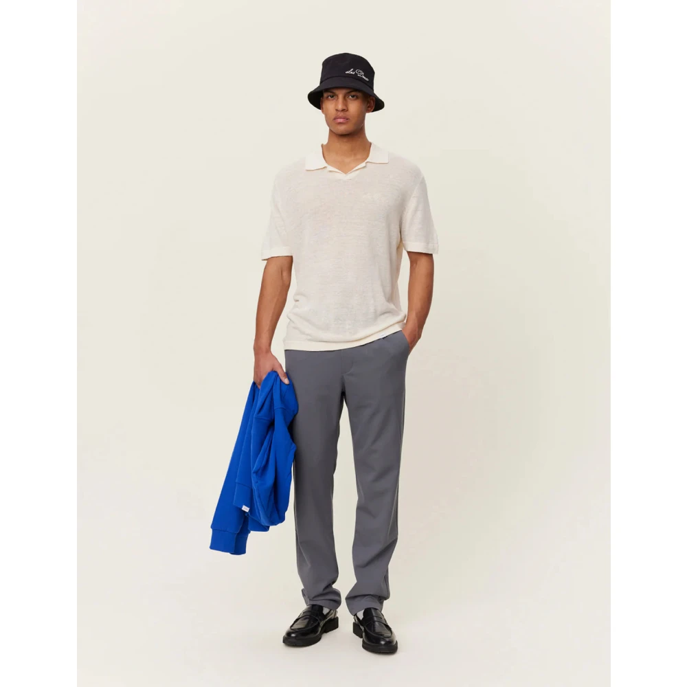 Les Deux Linnen Katoen Polo Trui Beige Heren