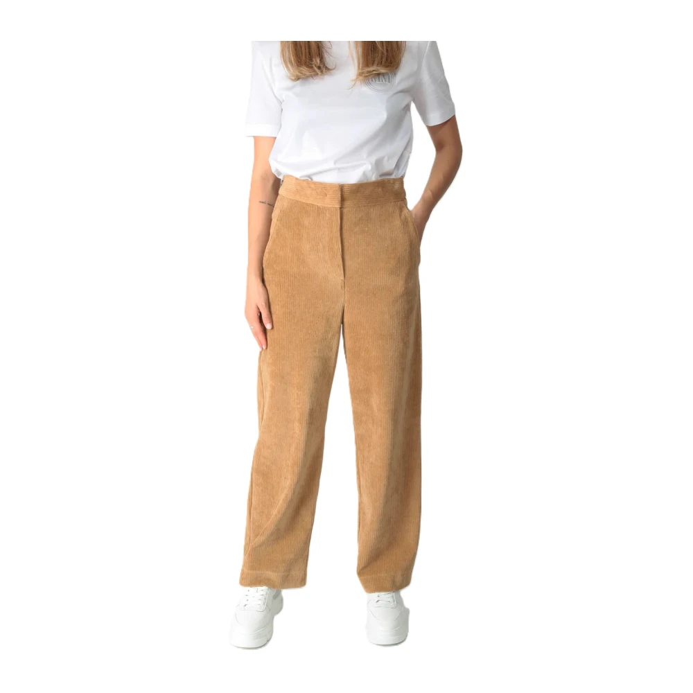 Max Mara Brown Straight Trousers, Female, M, Gocce Trousers