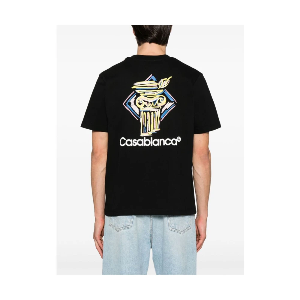 Casablanca Zwart Logo Print Crew Neck T-shirt Black Heren