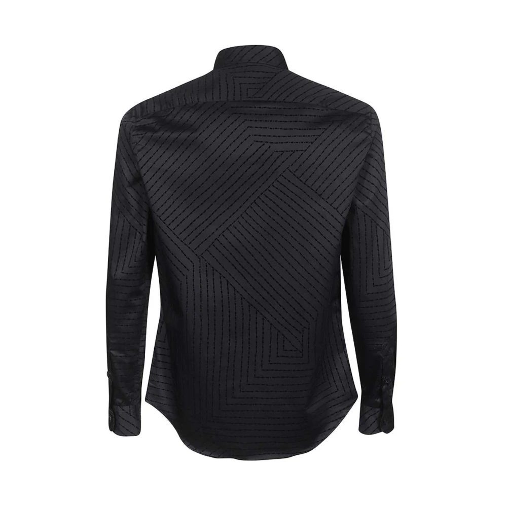 Emporio Armani Katoenen Overhemd met Lange Mouwen Black Heren