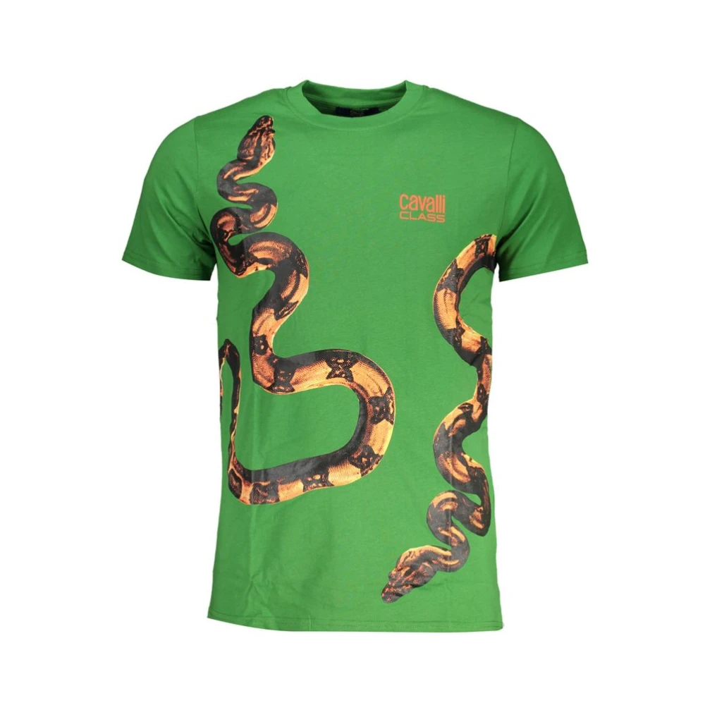 Cavalli Class Gedrukt Logo Ronde Hals T-Shirt Green Heren