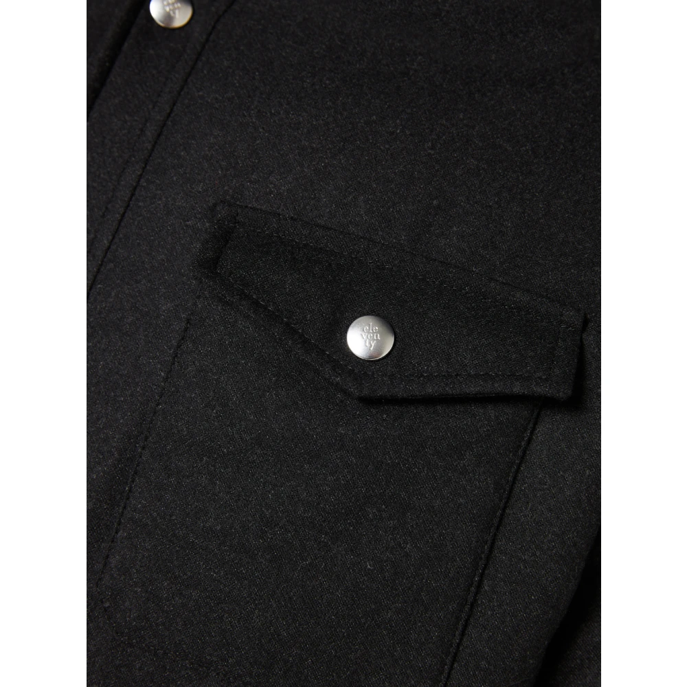 Eleventy Wollen jas met voorste knopen Black Heren