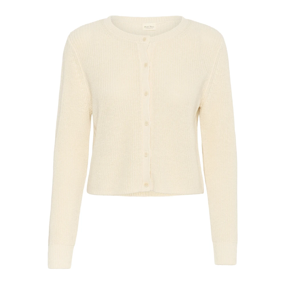 Part Two Women's Beige Cardigans, 2XL, Eggnog Cardigan With Button Closure