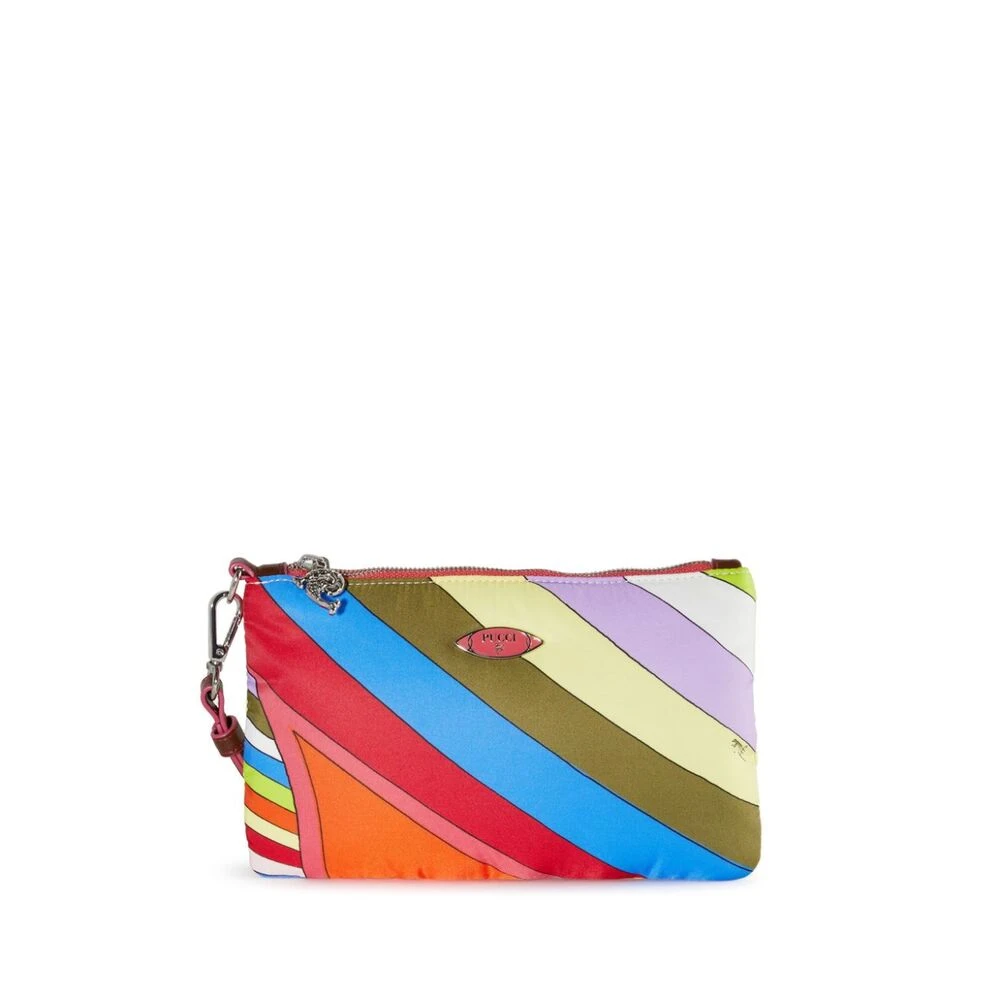 Emilio Pucci Iride-Print Läder Trim Handledsväska Multicolor, Dam