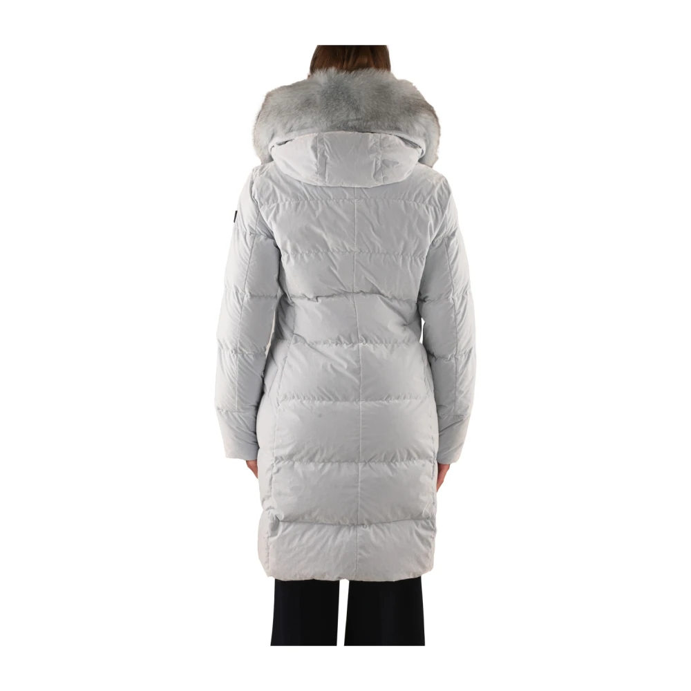 Peuterey Gewatteerde Nylon Parka met Bont Blue Dames