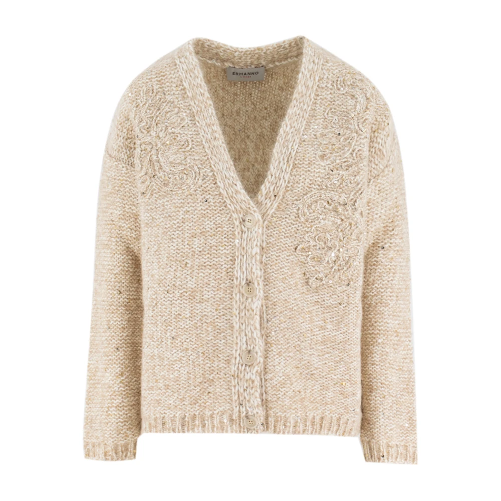 Ermanno Scervino Bloemen Paillet Gebreide Vest White Dames
