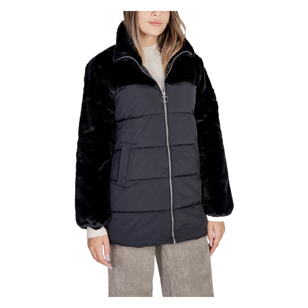 Only Bont Puffer Mix Jas voor Vrouwen Black Dames