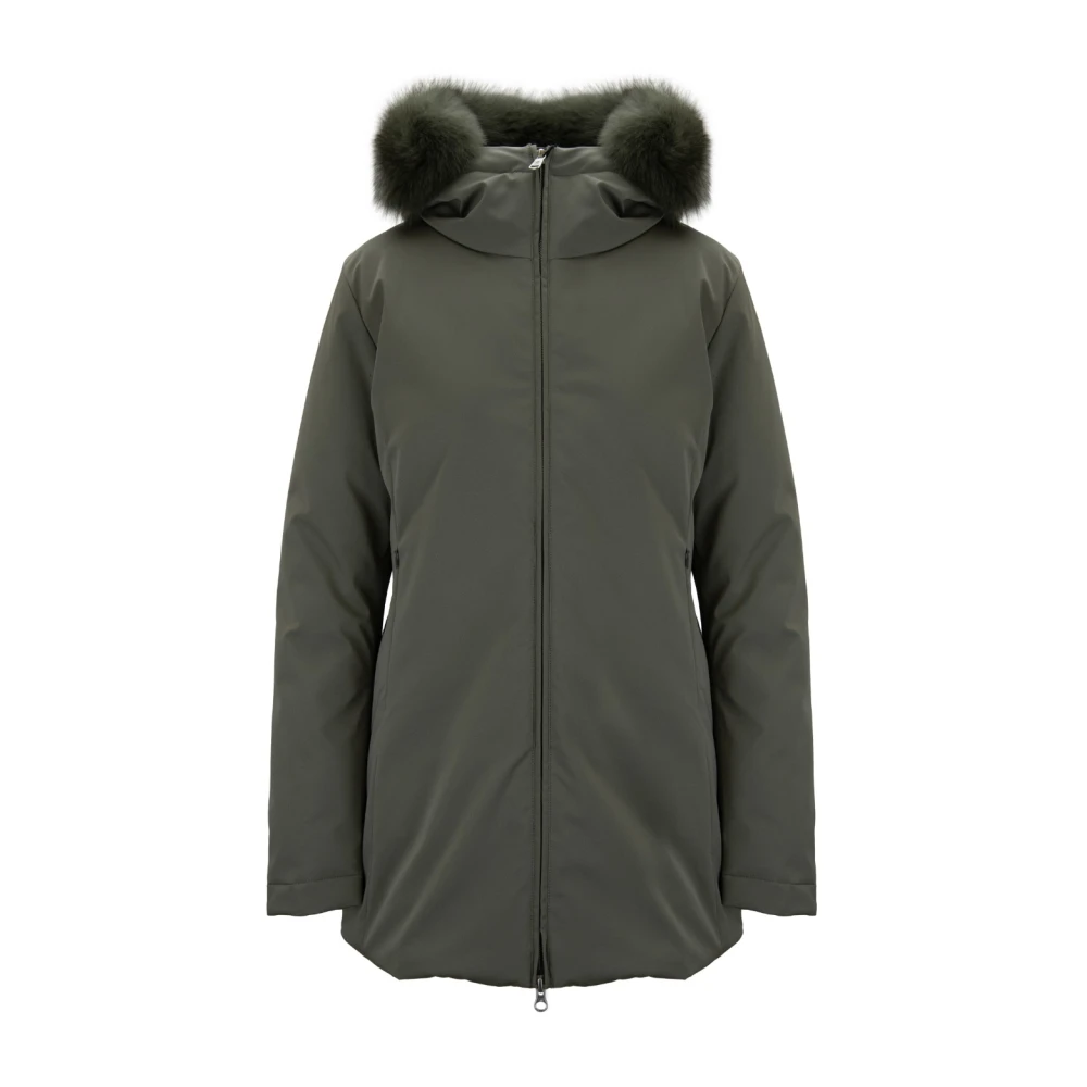 Colmar Women's Green Zip Jacket With Fur Hood
