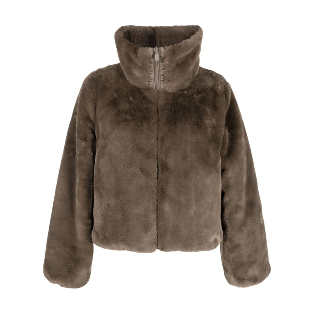 Save The Duck Omkeerbare Nep Bontjas Gray Dames