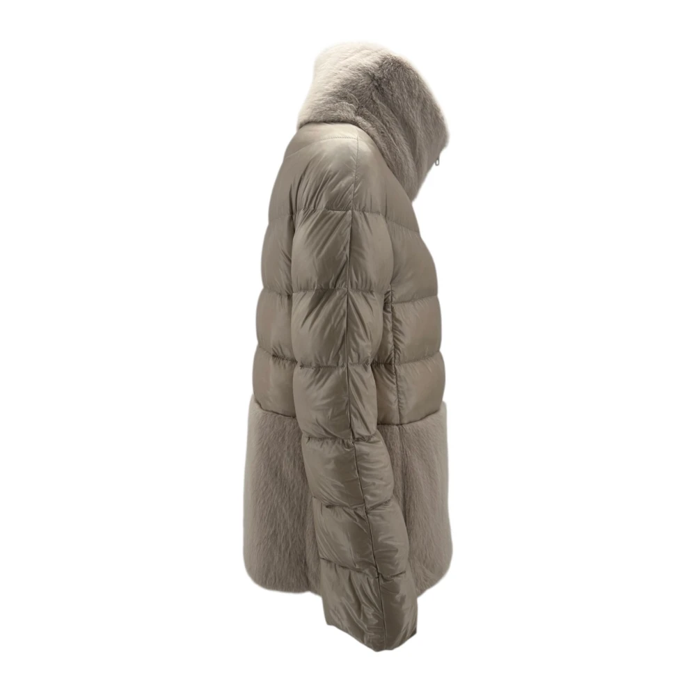 Herno Ivoor Nepbont Pufferjas Beige Dames