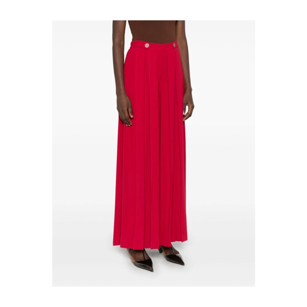 Twinset Rode Wijde Pijp Broek met Plooien Red Dames