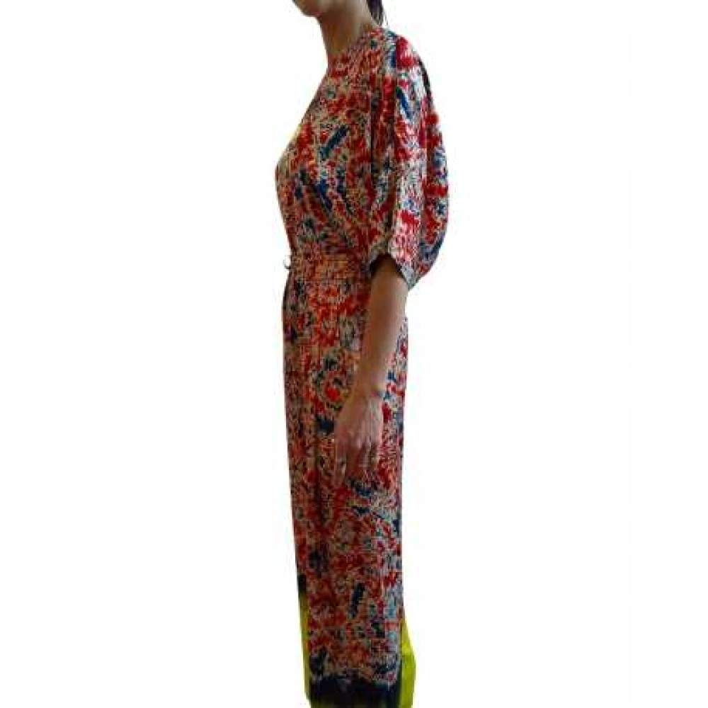 Essentiel Antwerp Wijde Oranje Print Broek Blauwe Bloemen Limoncello Patch Multicolor Dames